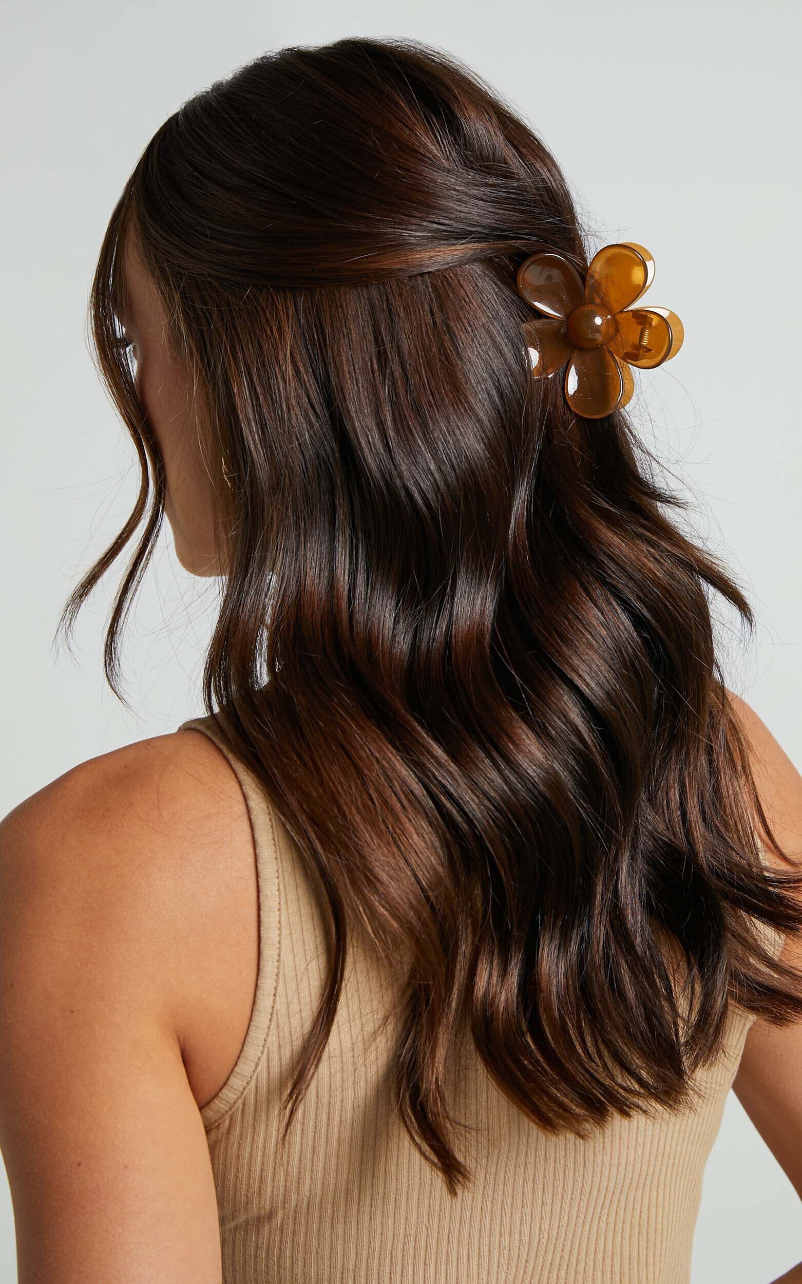 Brown flower hair clip clearance