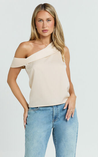 Indah Top - Draped Off Shoulder Top in Ivory