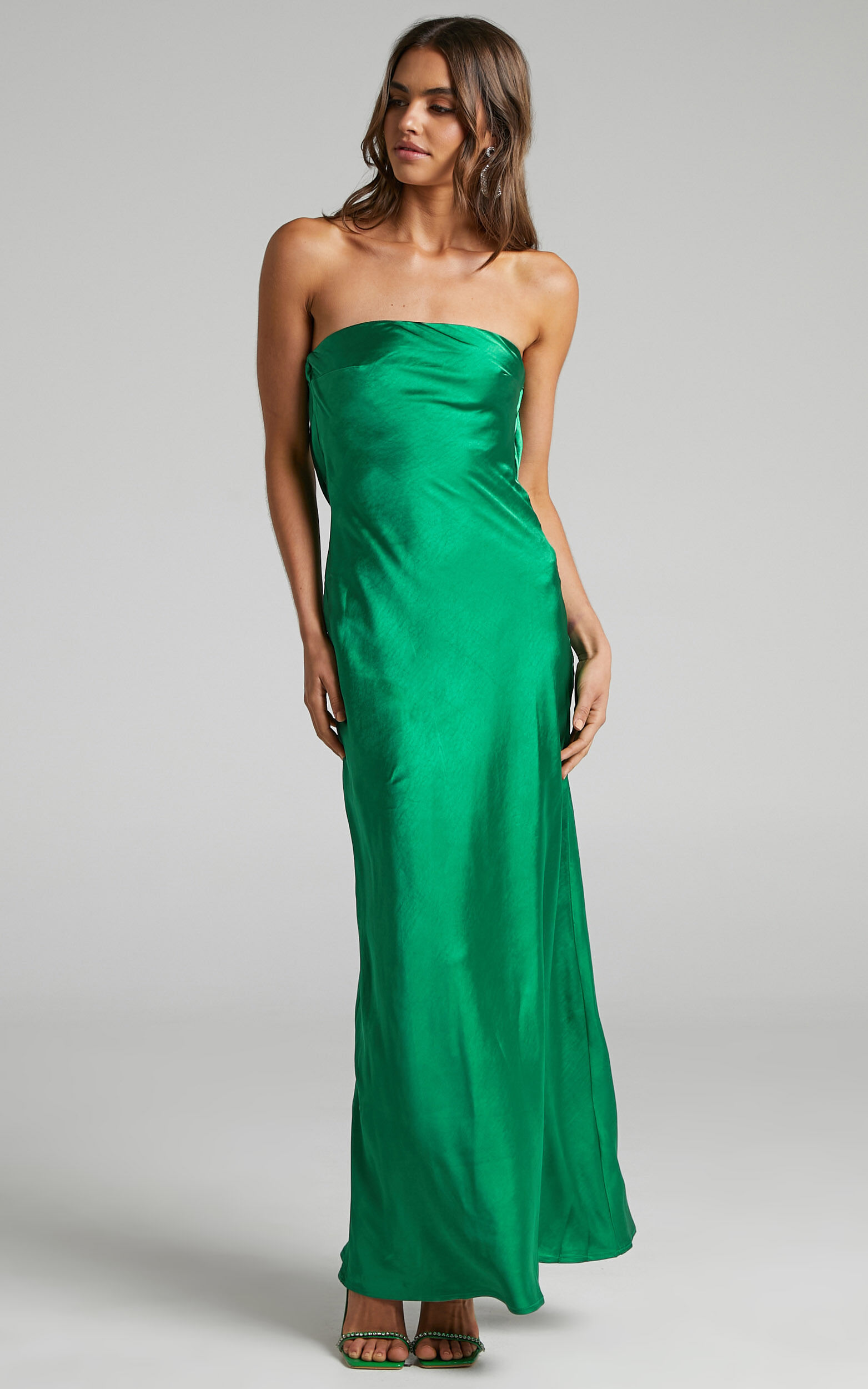 Green silk maxi dress outlet