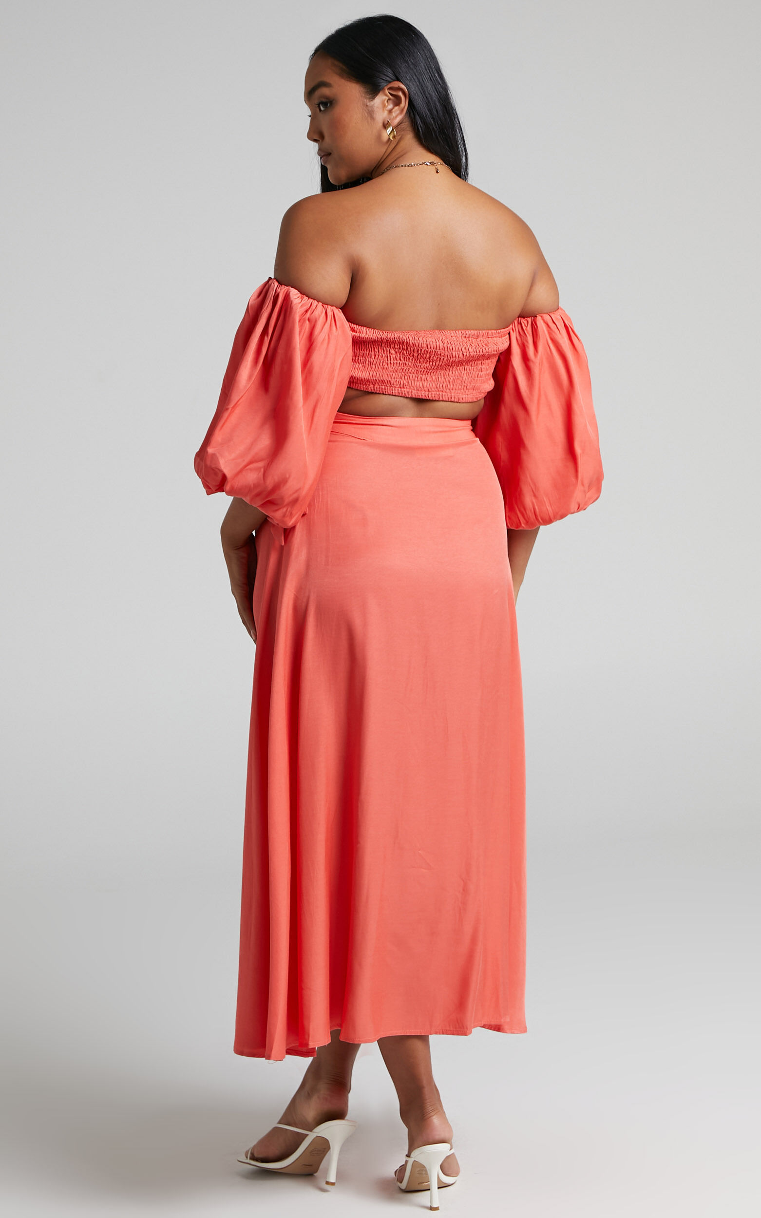 Steffie Two Piece Set - Shirred Off Shoulder Crop Top and