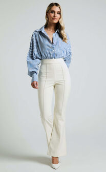 Roschel Pants - High Waisted Flared Pants in Cream
