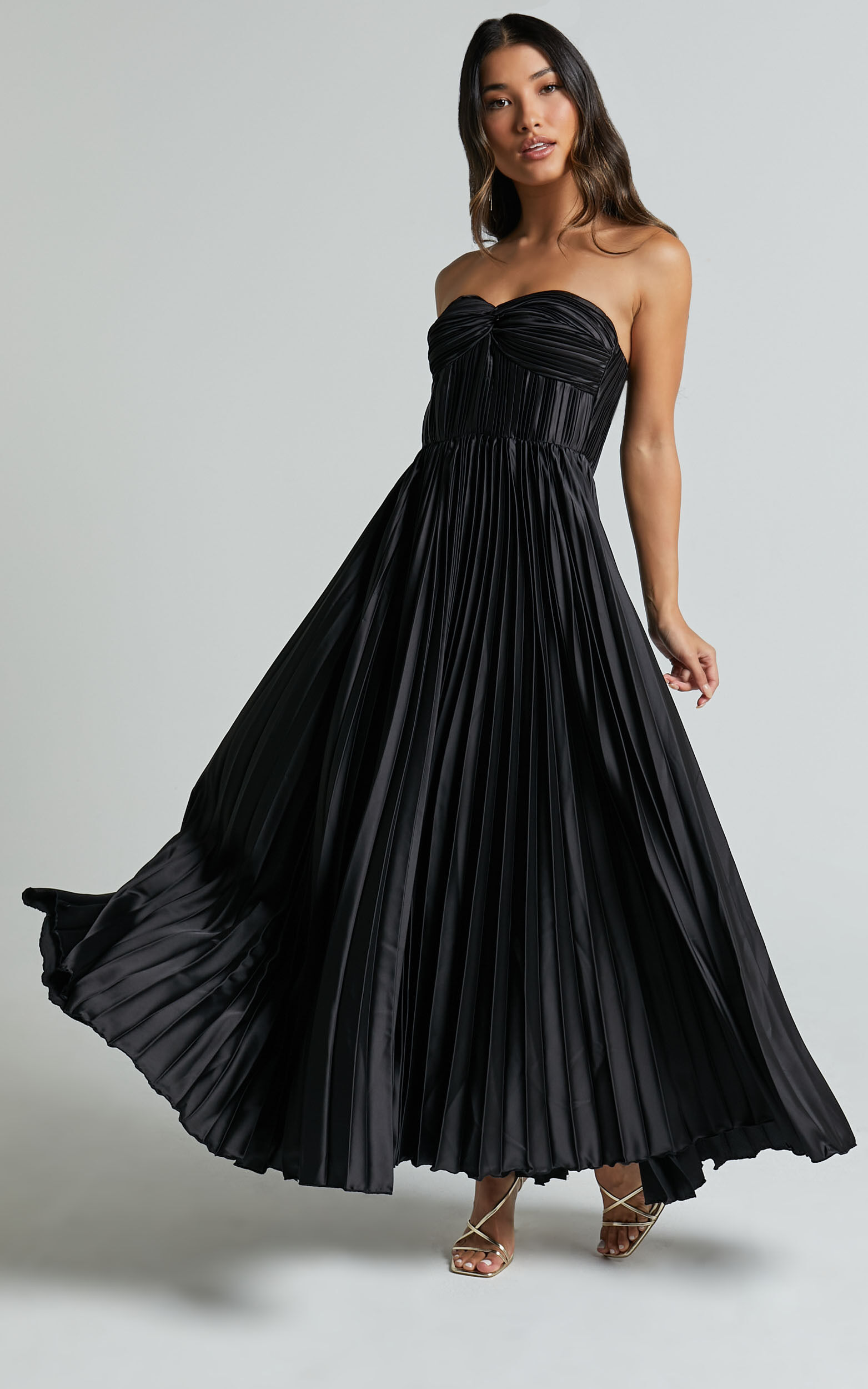 Black pleated dress deals
