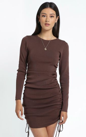Lioness - Military Minds Long Sleeve Dress in Cocoa
