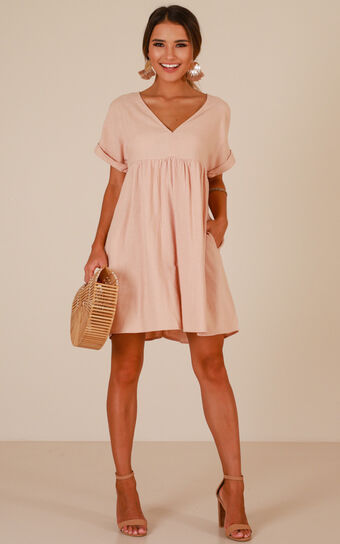 Way You Move Dress In Blush Linen Look