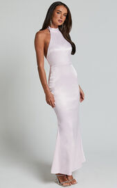 Britany Maxi Dress - Halter Neck Backless Ribbon Detail Fit and Flare ...