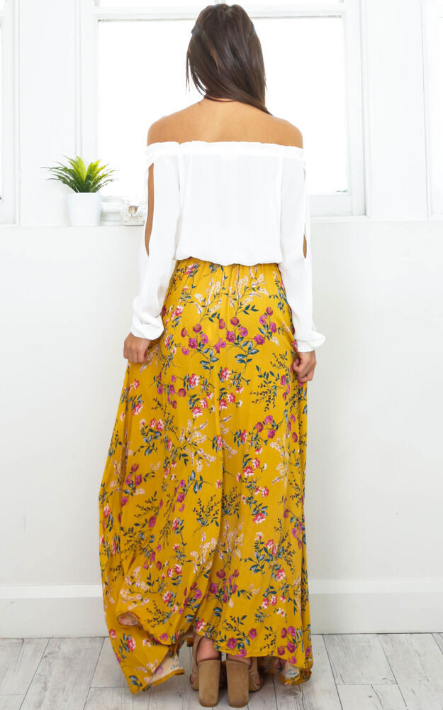 Flourish Maxi Skirt In Yellow Floral Showpo USA