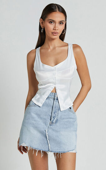 Daphne Top Button Down Bust Detail in Ivory No Brand Sale