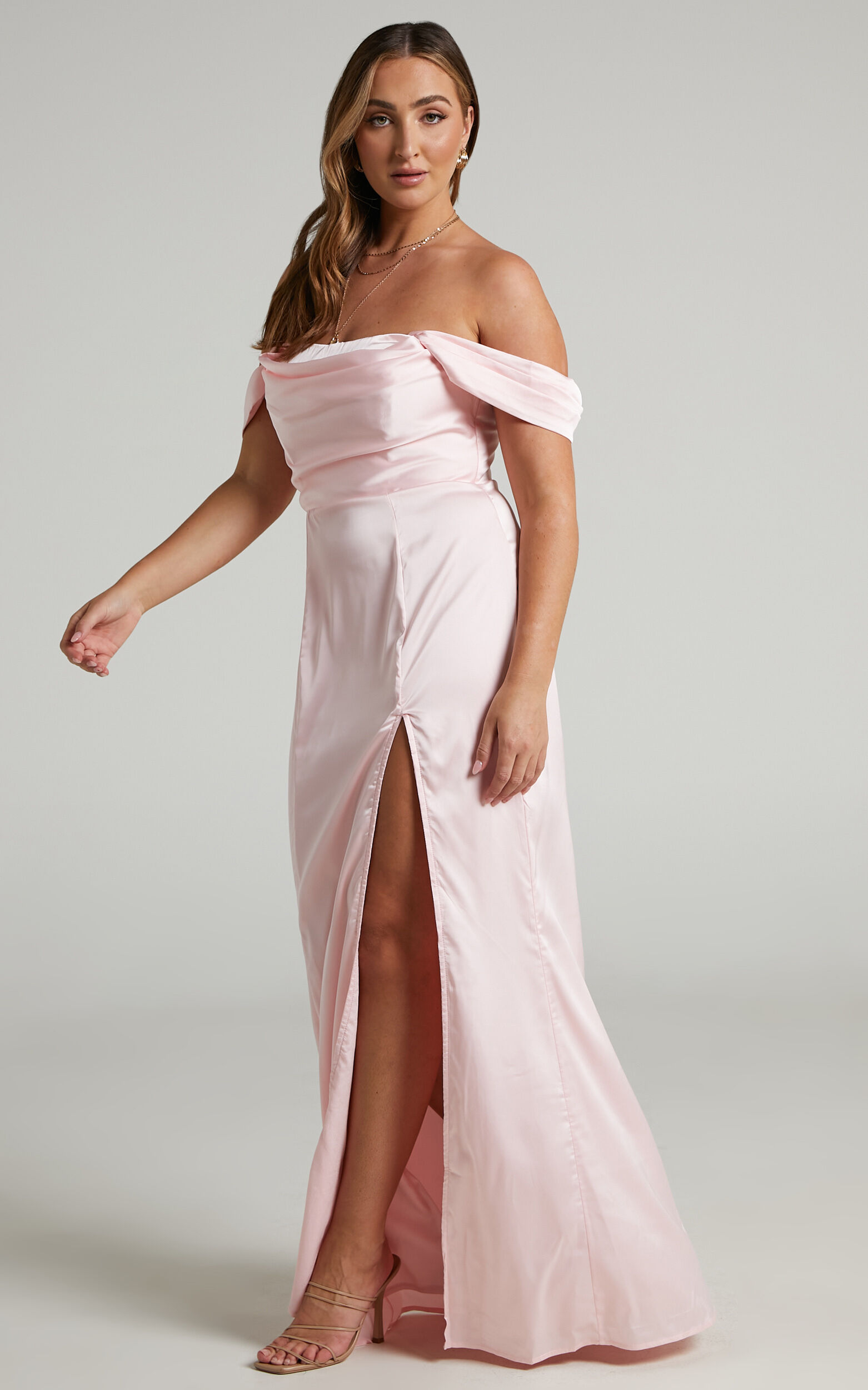 Dusty pink hot sale off shoulder dress