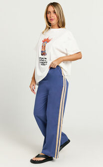 Carla Two Piece Set - Cool it Cowboy Pants Set in White/Blue