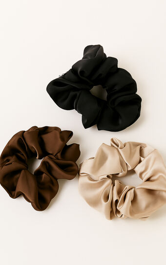 Denise Satin Scrunchie Pack in Neutral Multi