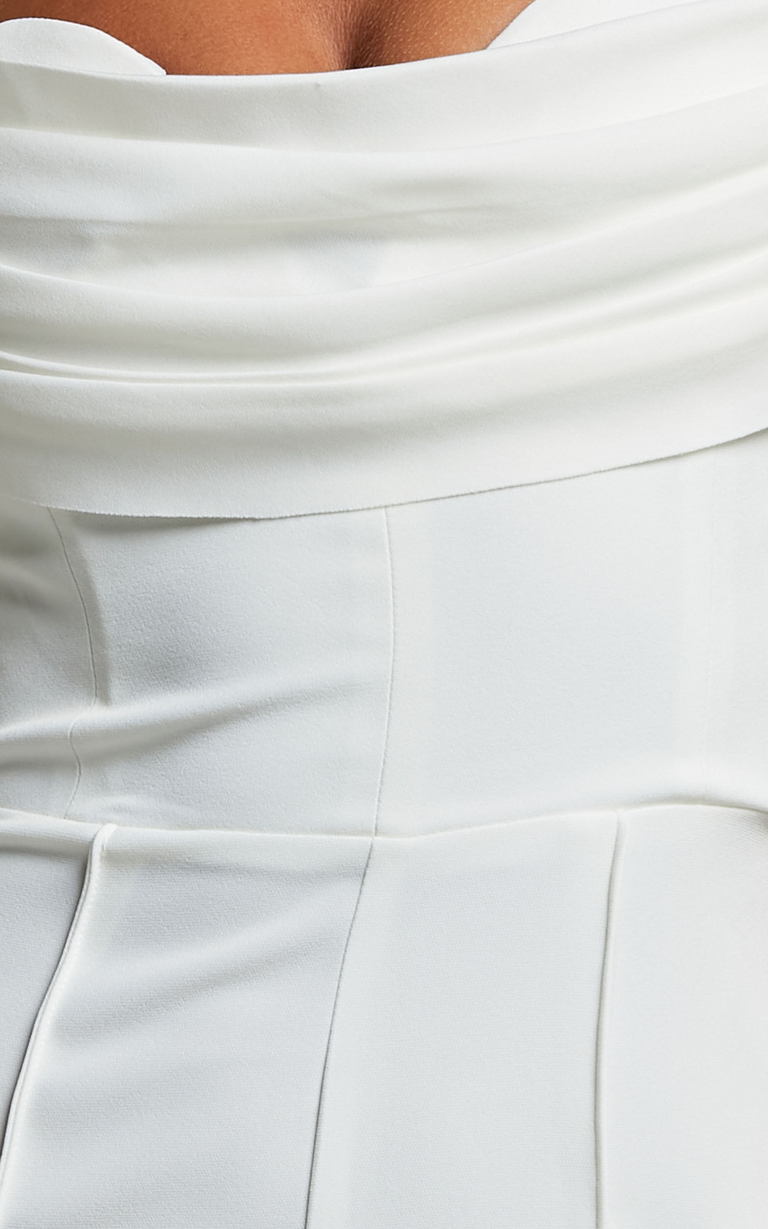 Stacey Jumpsuit - Strapless Cowl Wide Leg Jumpsuit in Off White | Showpo