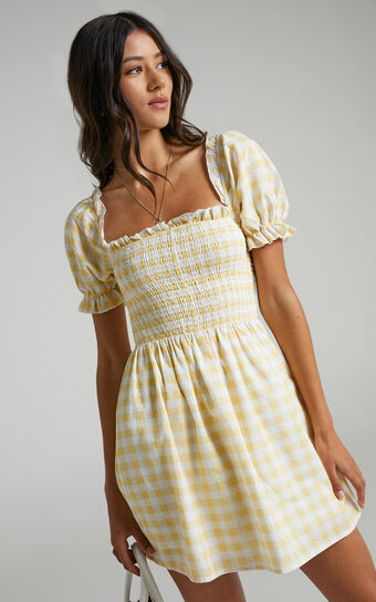 Charlie Holiday - Sienna Dress in Yellow Gingham