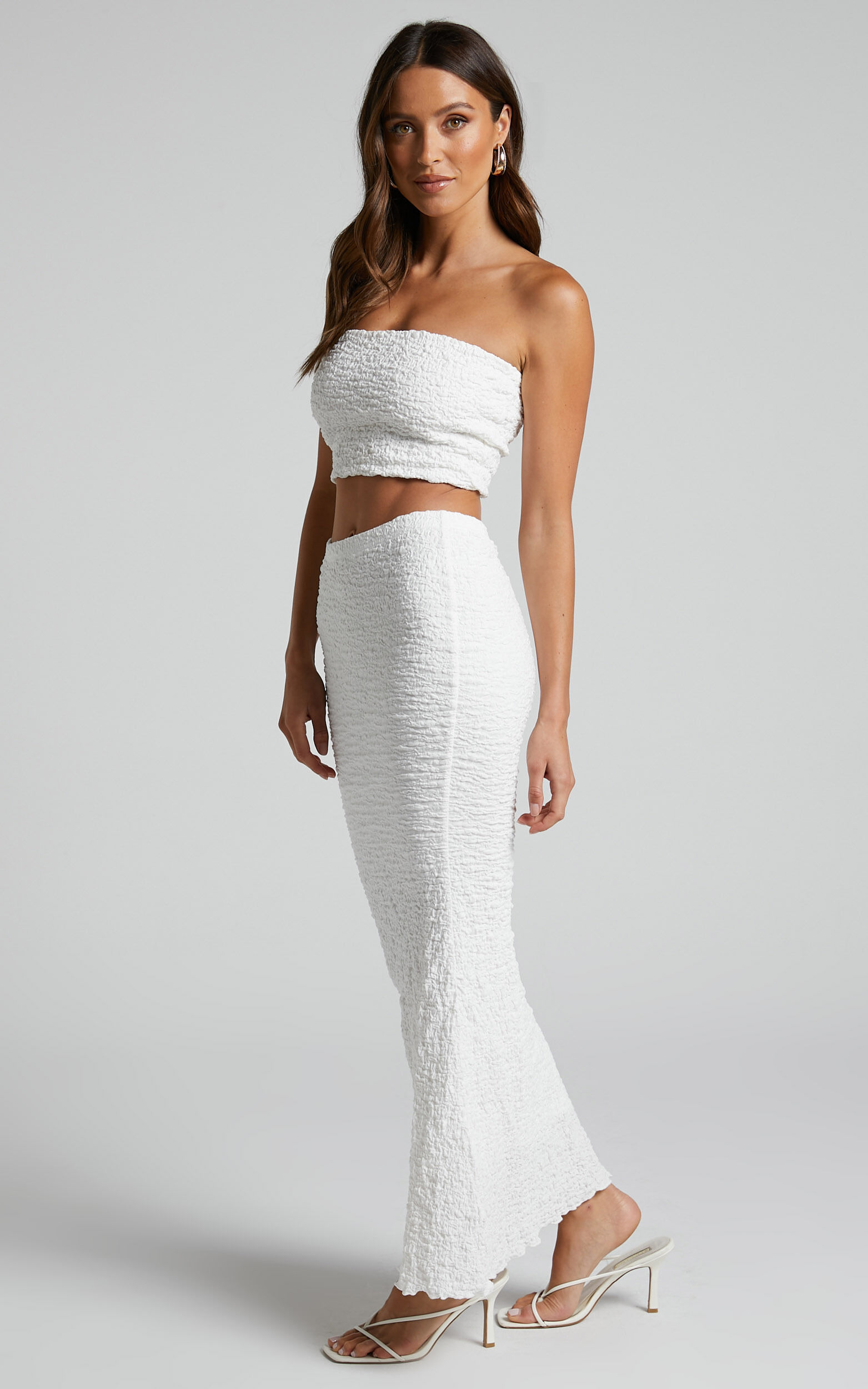 White skirt bodycon top