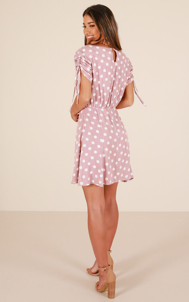 Mocha polka dot dress cheap