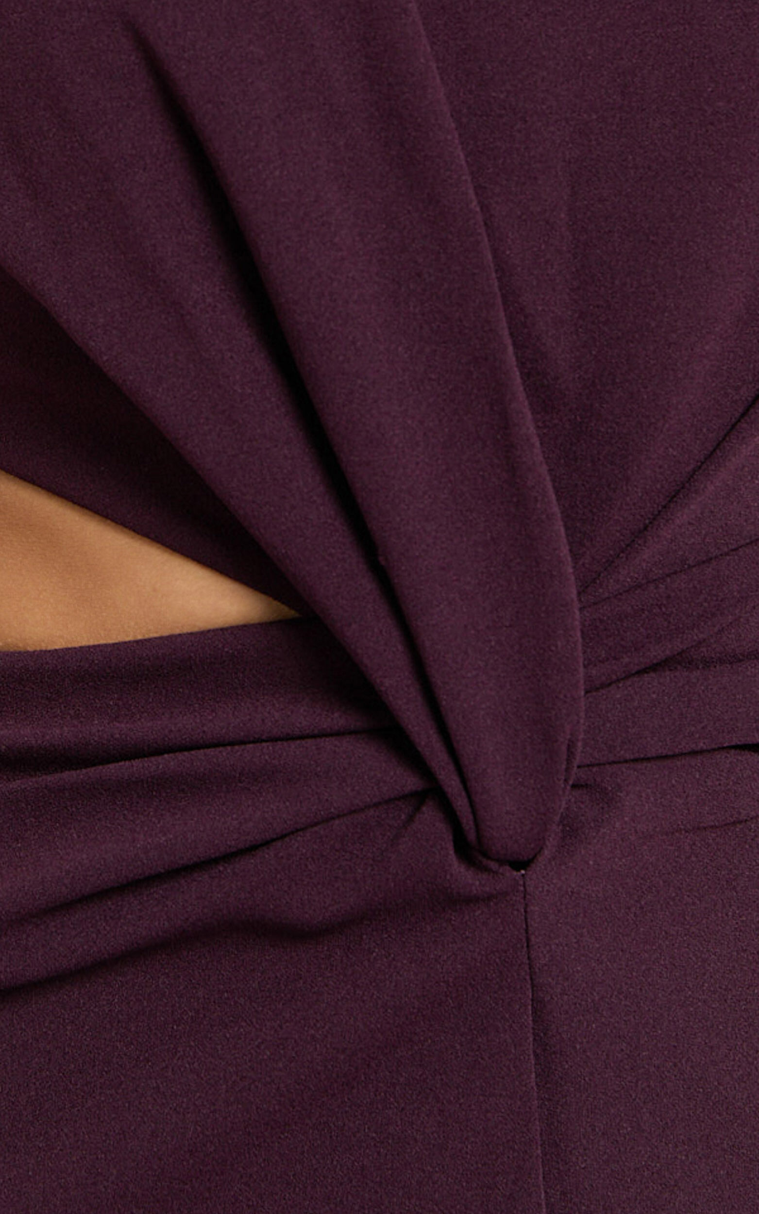 Millie Midi Dress - Front Twist Cut Out Thigh Split Dress in Wine | Showpo