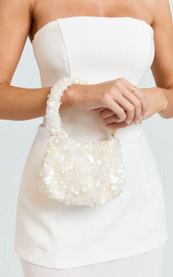 Belize Bag - Mini Sequin Bag in White