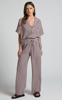 Brunita Pants - Mid Waisted Relaxed Elastic Waist Pants in Moroccan Geo