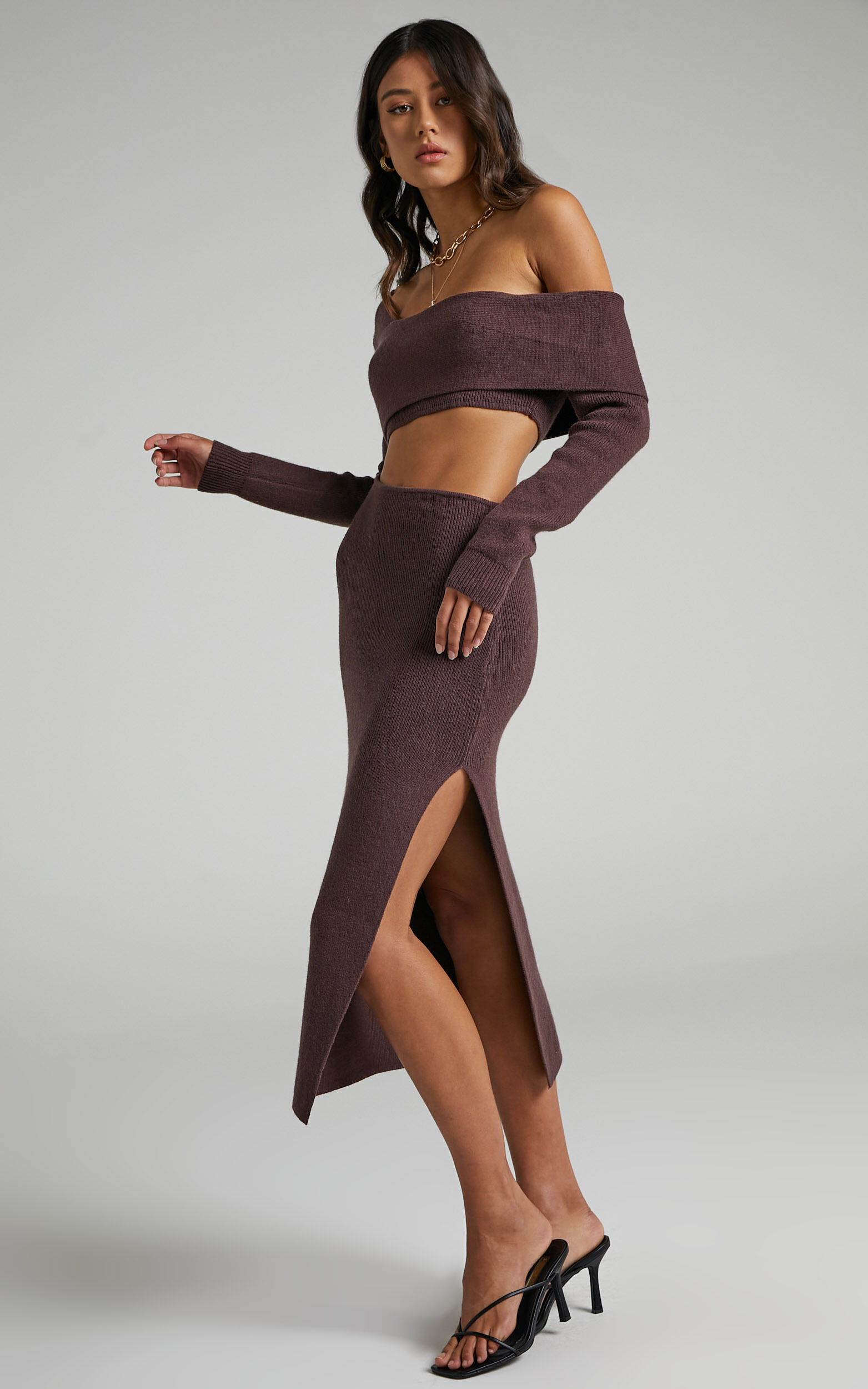 Off one shoulder long sleeve best sale dress
