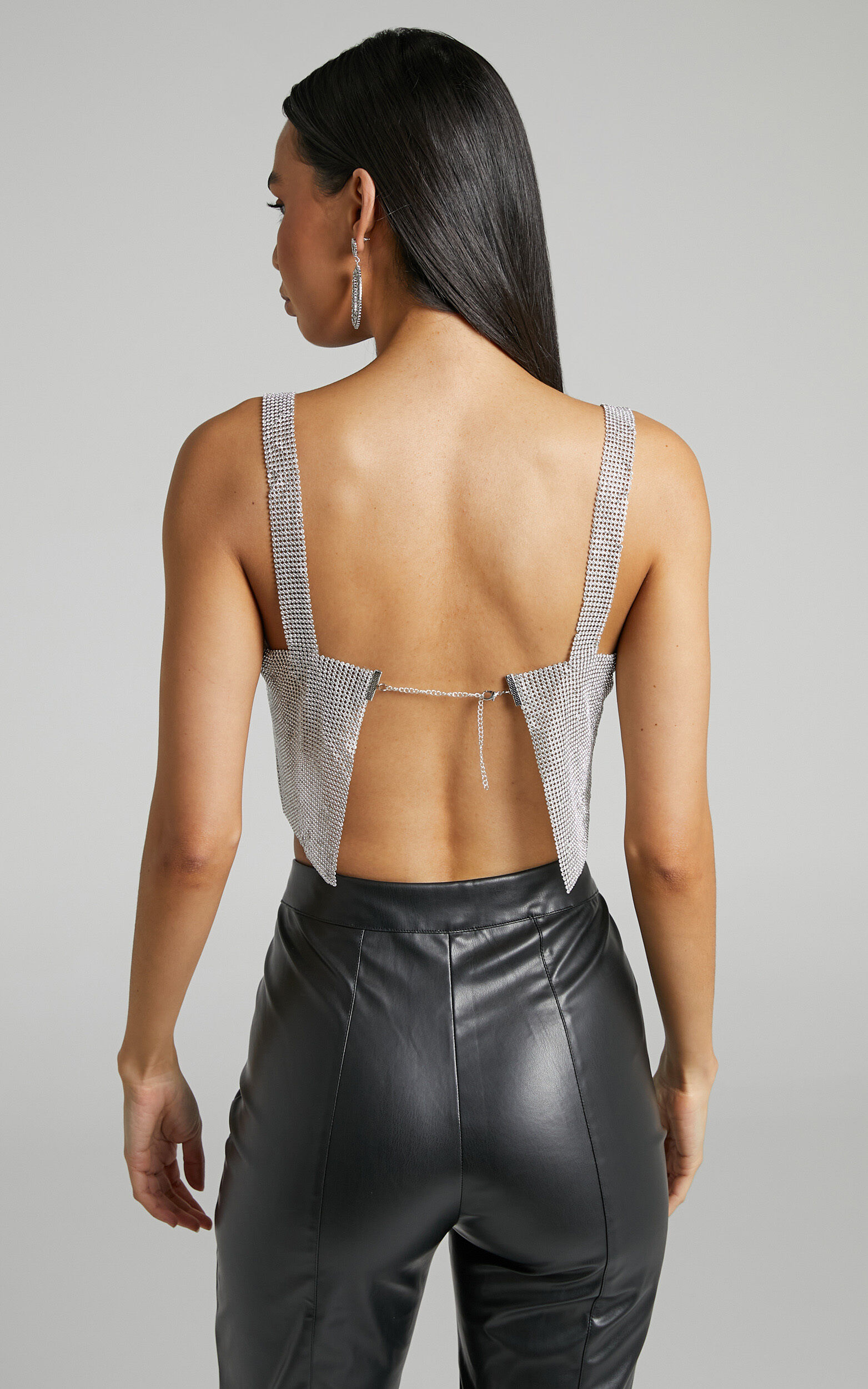 Silver mesh crop top new arrivals