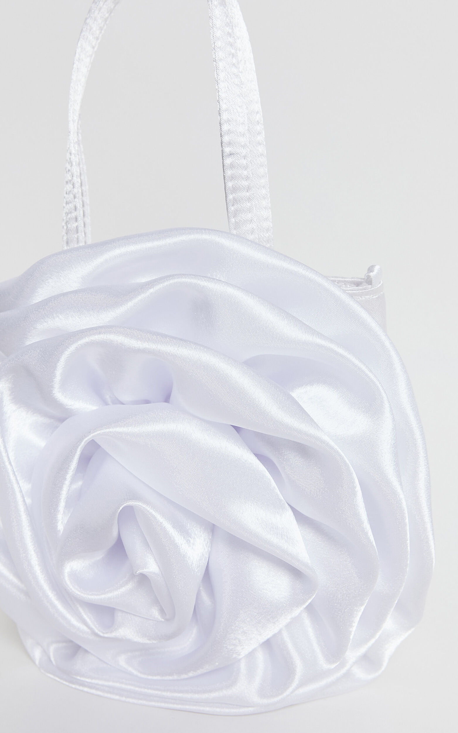 Salina Rosette Mini Satin Bag in White Showpo