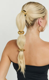 Simona Hair Tie - Chunky Metal Hair Tie Three Pack in Gold