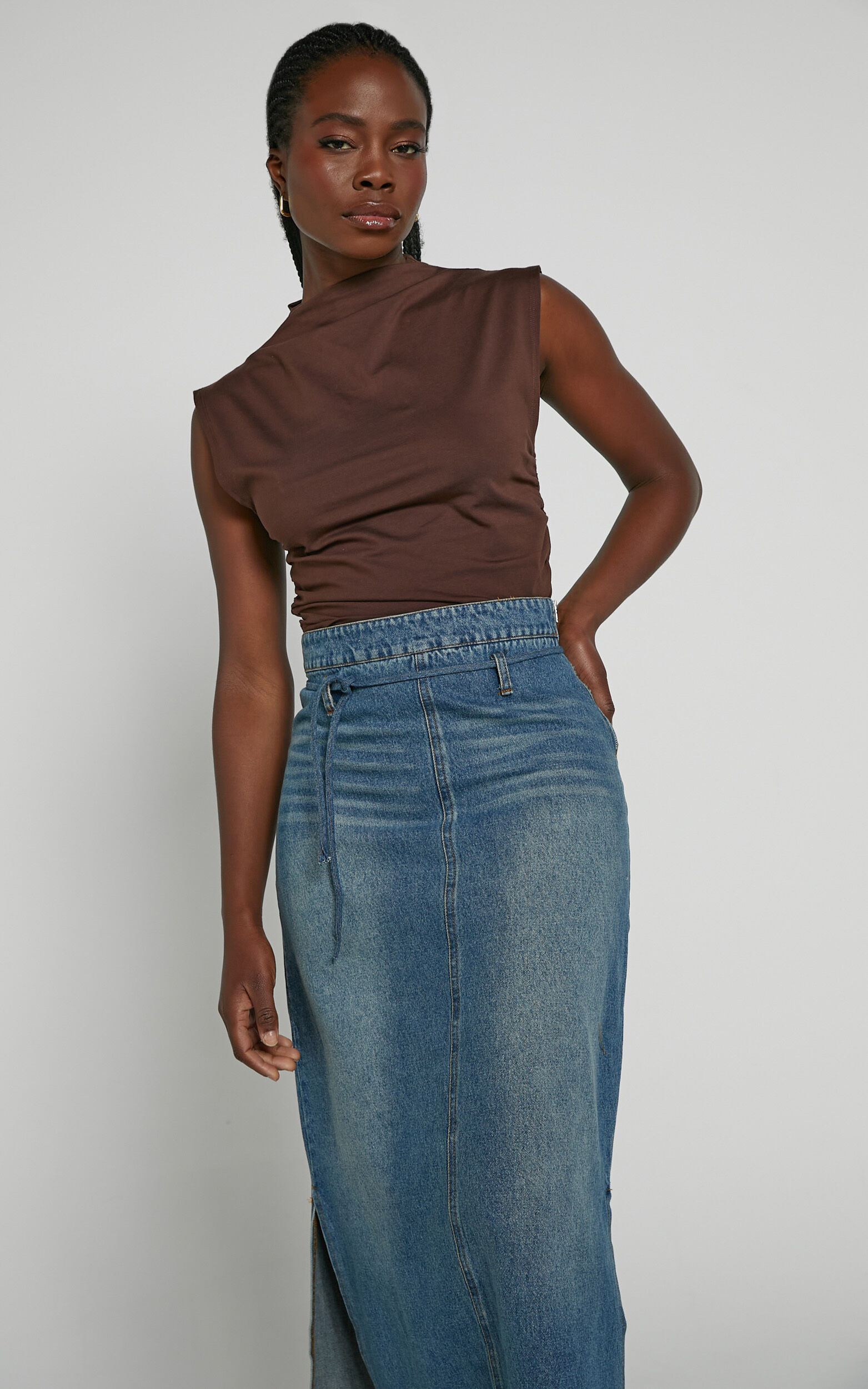 Denim skirt sale with tie