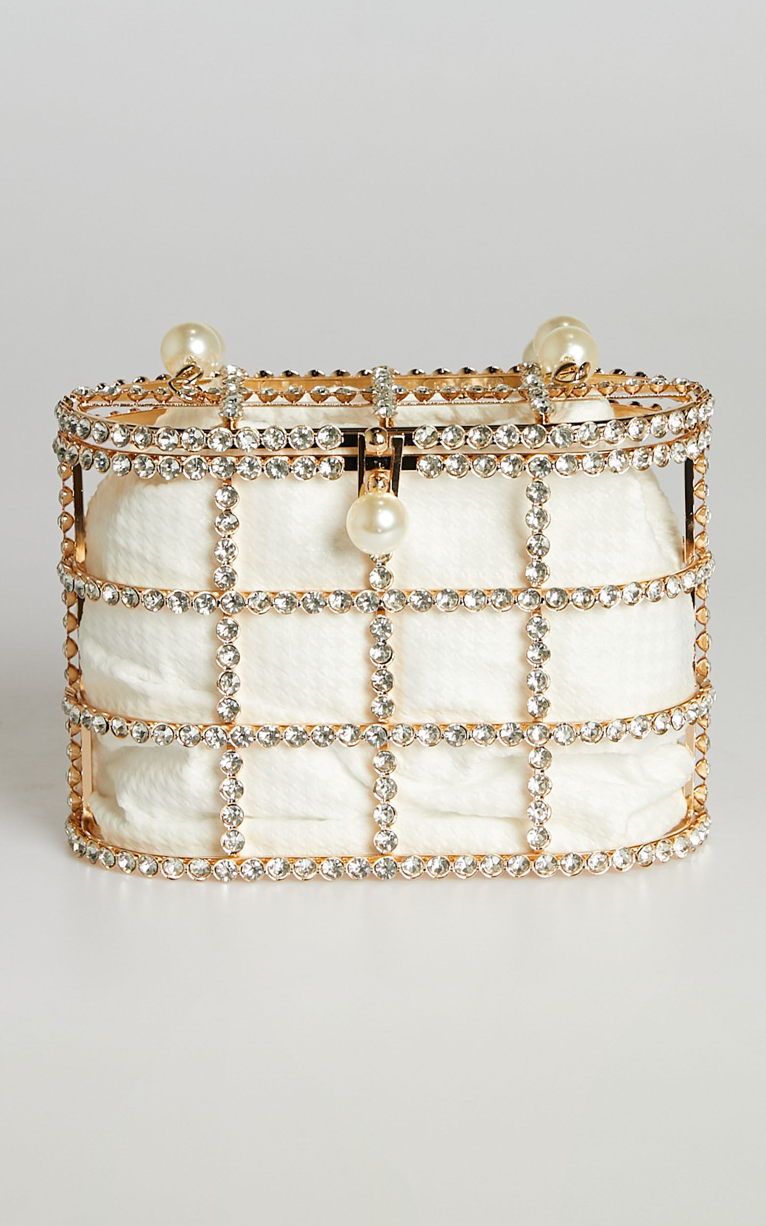Gold cage clutch bag cheap