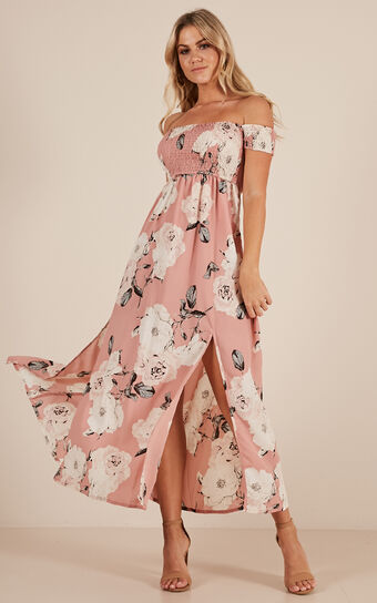 Daytime Dancer Maxi Dress In Dusty Pink Floral