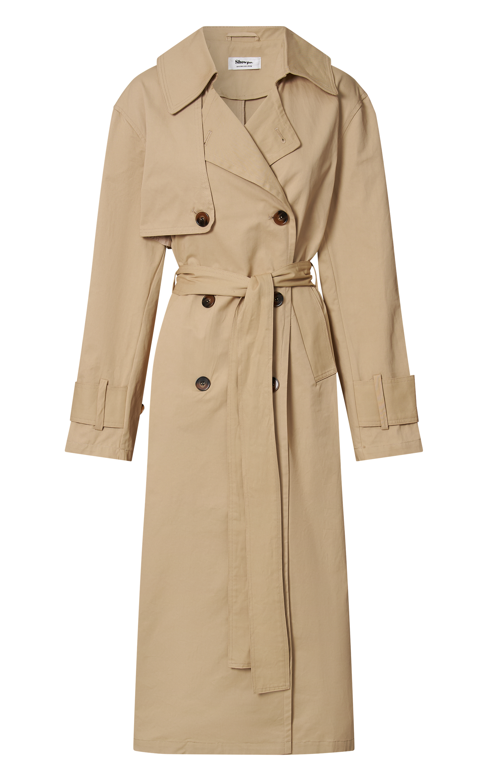 camel tie waist coat