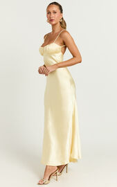 Jonalyn Midi Dress - Open Back Detailing Slip Dress in Butter | Showpo EU