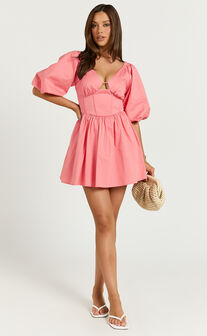 Amalie The Label - Ray Long Sleeve Corset Panel Mini Dress in Berry