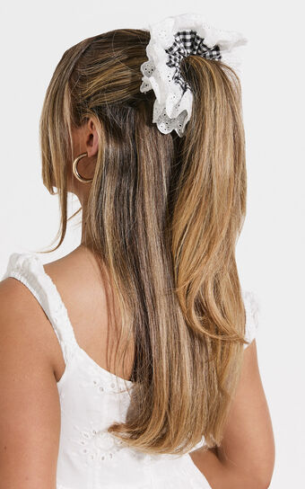 Finley Lace Scrunchie in Black Gingham