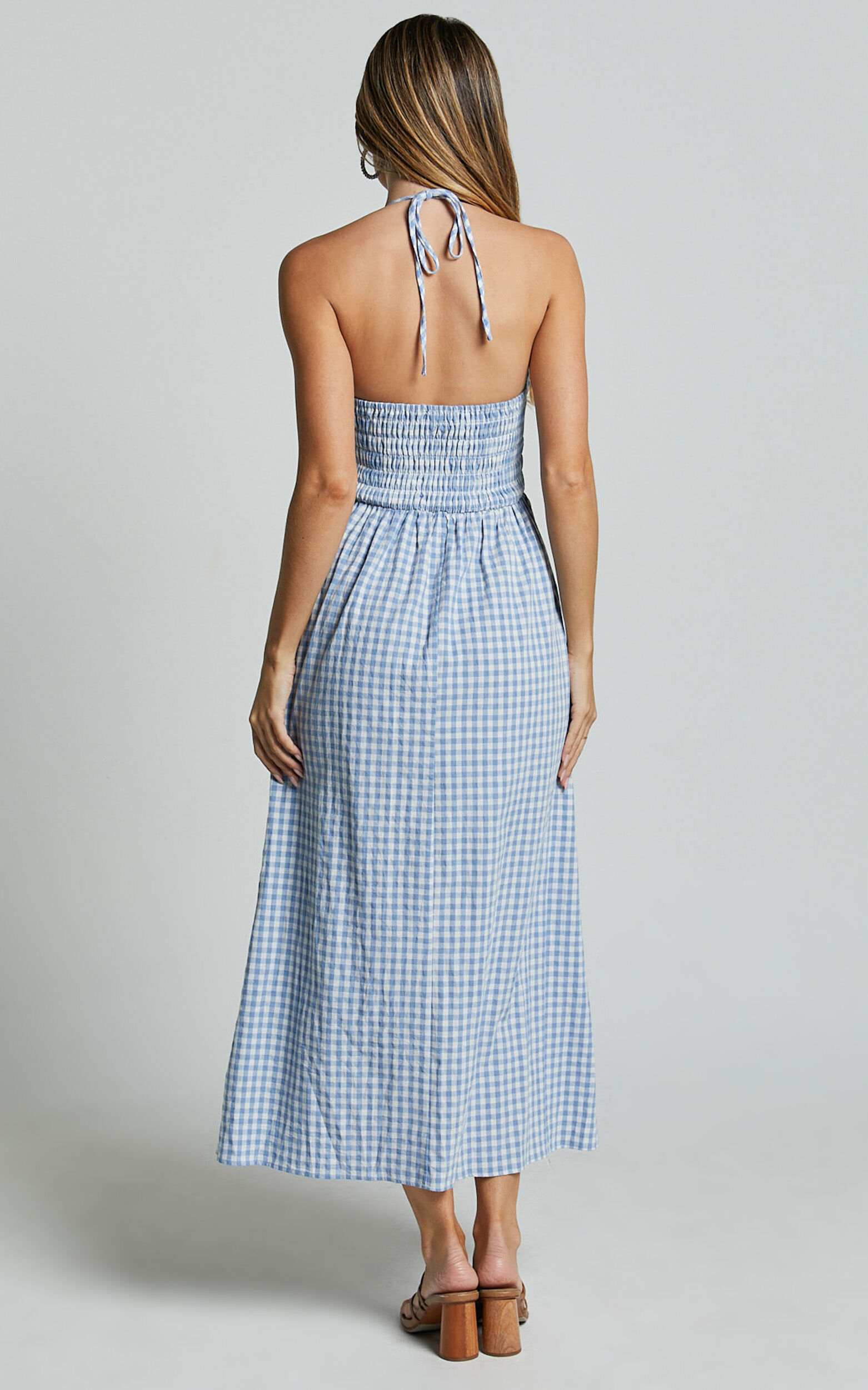 Blue gingham overall dress on sale