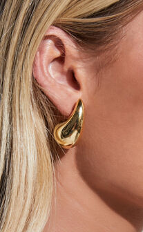 Renner Earrings - Teardrop Statement Earrings in Gold