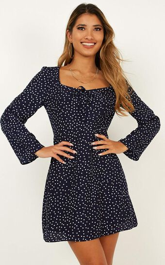 Get The Point Dress In Navy Spot