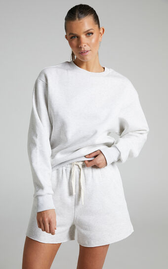 Annie Sweatshirt - Fleece Crew Neck Sweatshirt in Grey Marle