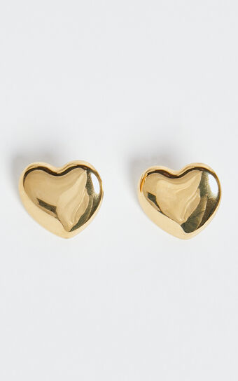 Jolene Earrings - Heart Shaped Statement Earrings in Gold