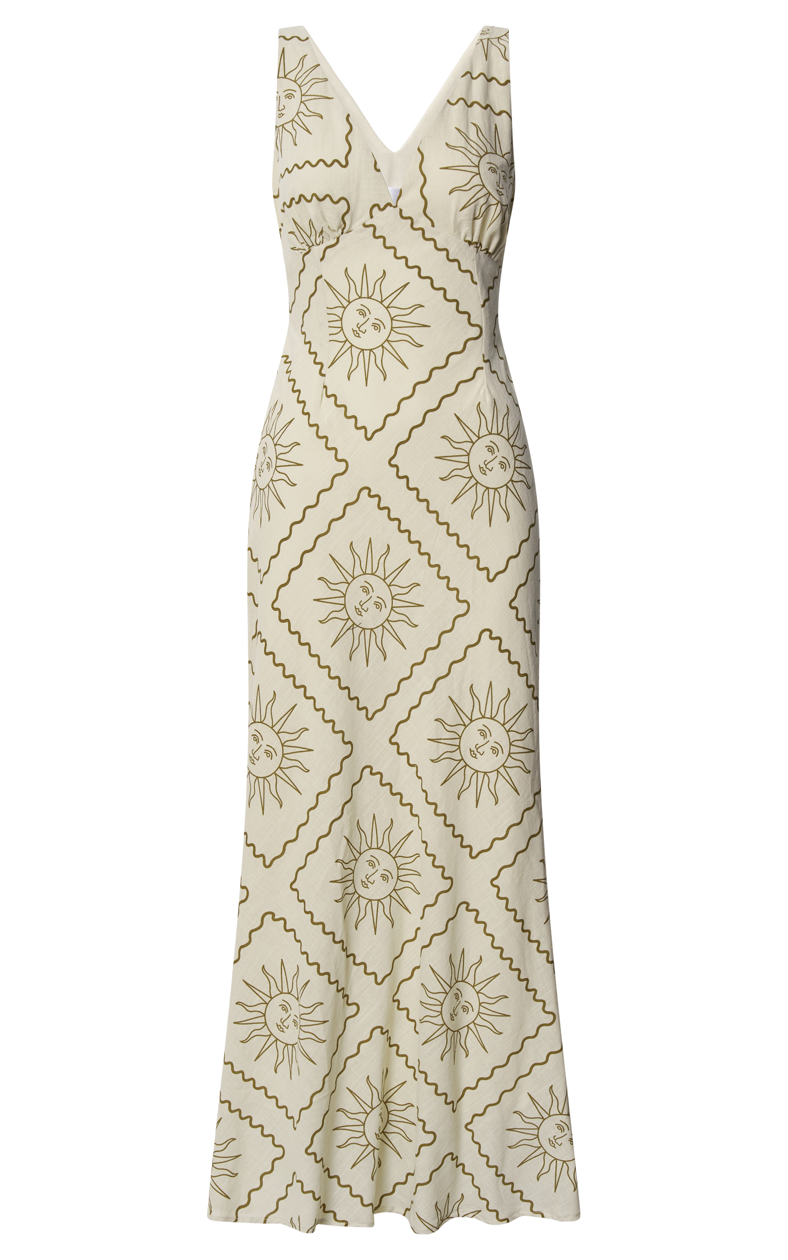 Sharlyn Midi Linen Blend Dress - Deep V Neck Sleeveless Slip Sharlyn Midi Linen Blend Dress - Deep V Neck Sleeveless Slip