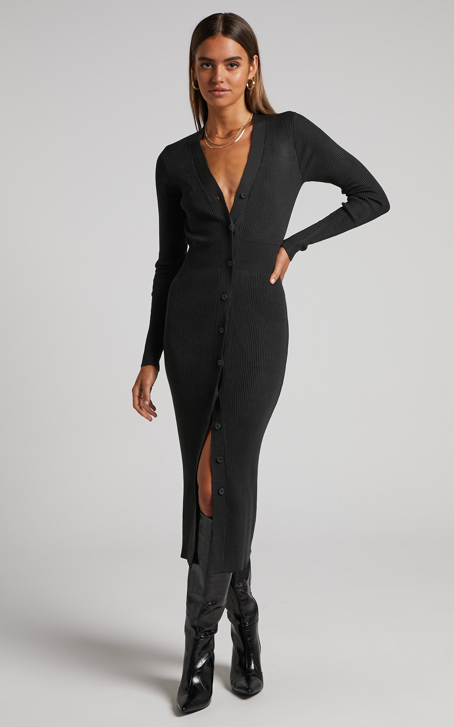 Button knit deals dress