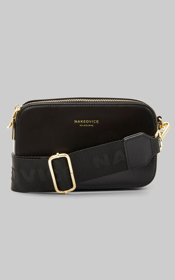 NAKEDVICE - THE MET BAG WITH BRANDED STRAP in Black/Gold