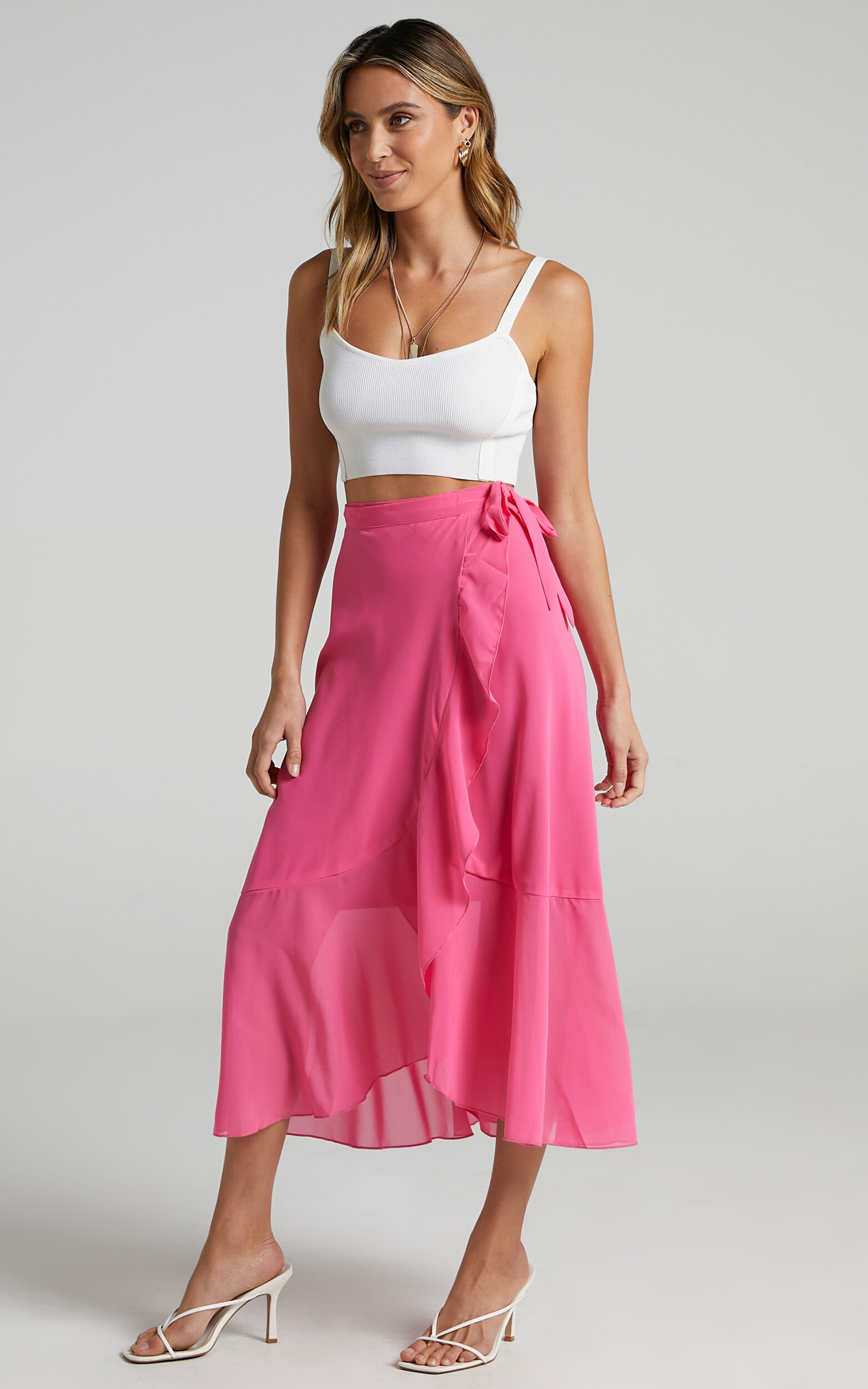 Hot pink tiered maxi skirt best sale