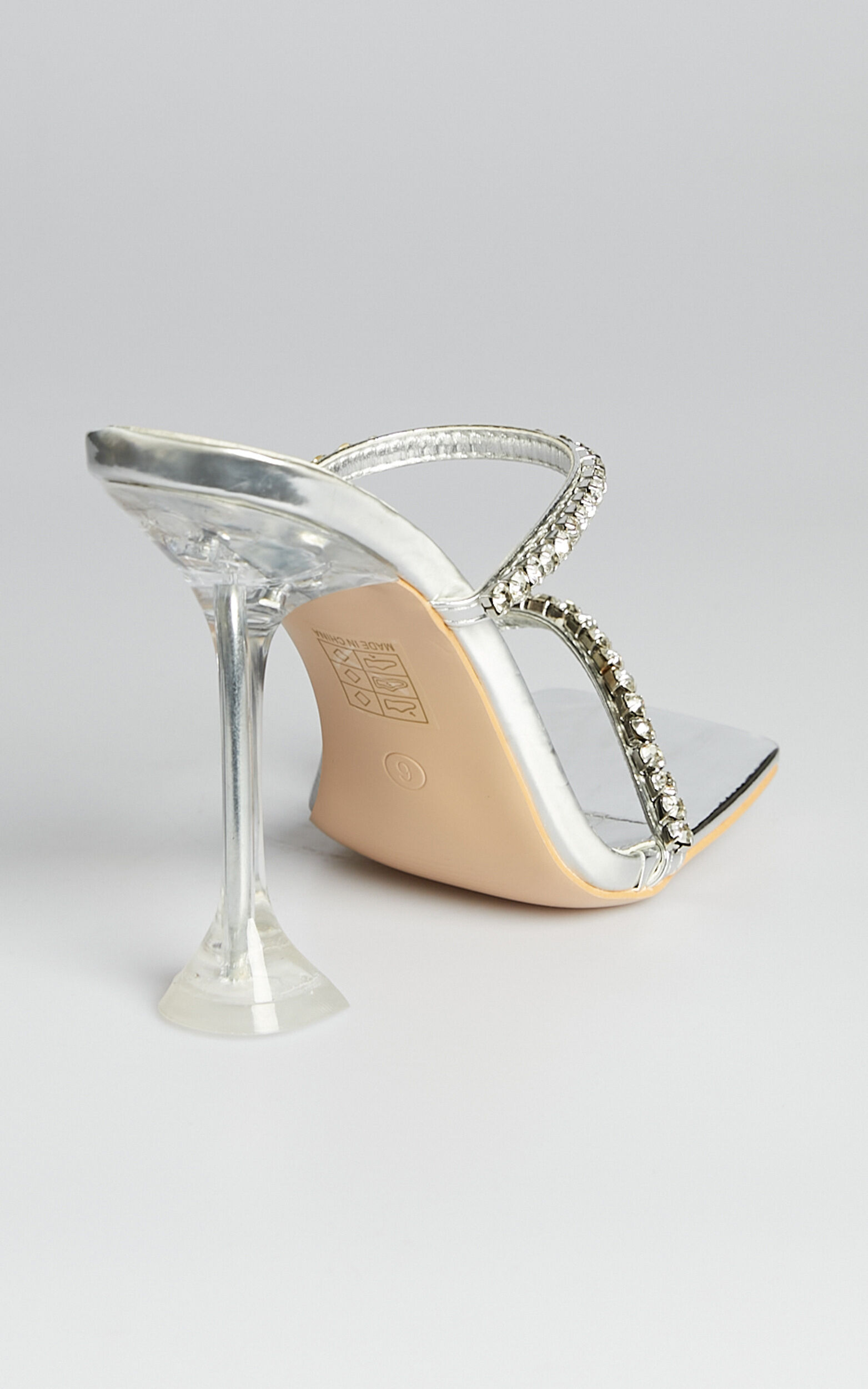 Silver slip online on heels