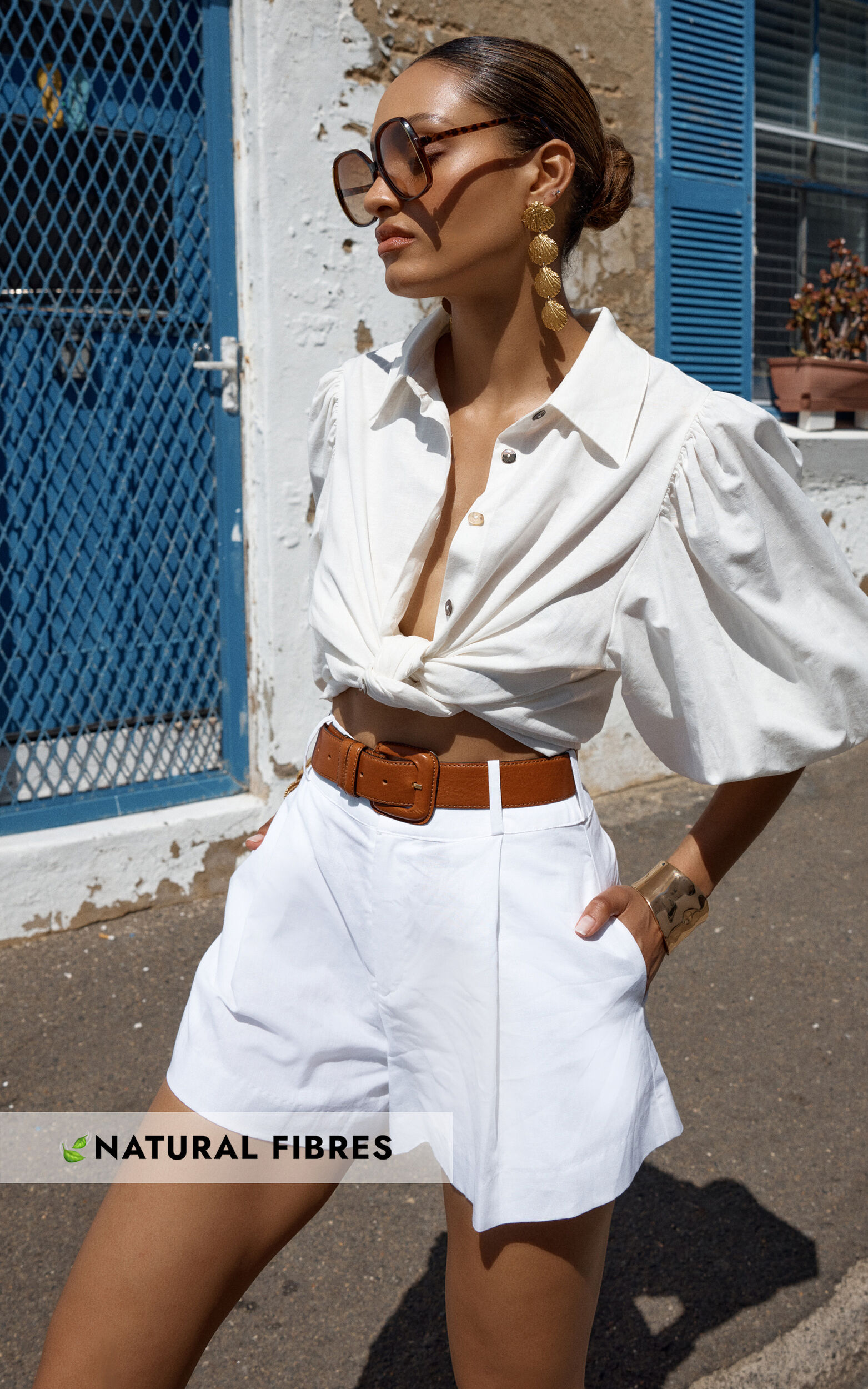 Amalie The Label - Noemie Linen Blend High Waisted Belted Tailored