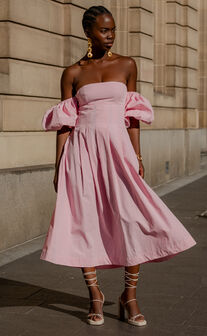 Pastel pink off the shoulder dress sale