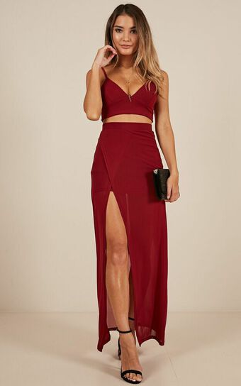 Body Language Two Piece Set In Wine