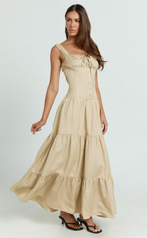 Lioness - Heart Shaped Maxi Dress in Deep Wheat