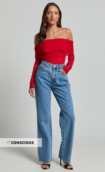 Dexter Jeans - High Waisted Straight Leg Denim Jeans in Blue