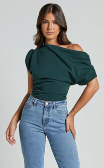 Nalfie Top - Asymmetrical Top in Forest Green