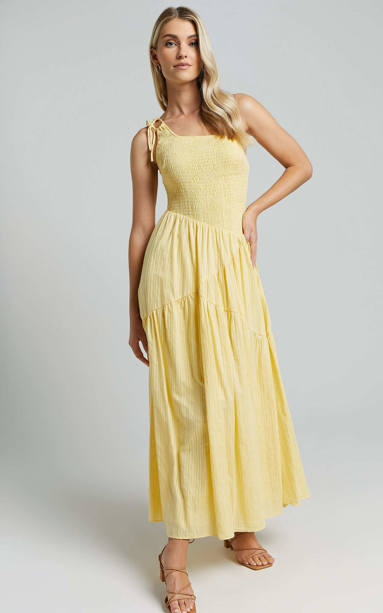 Mustard yellow fitted on sale dress