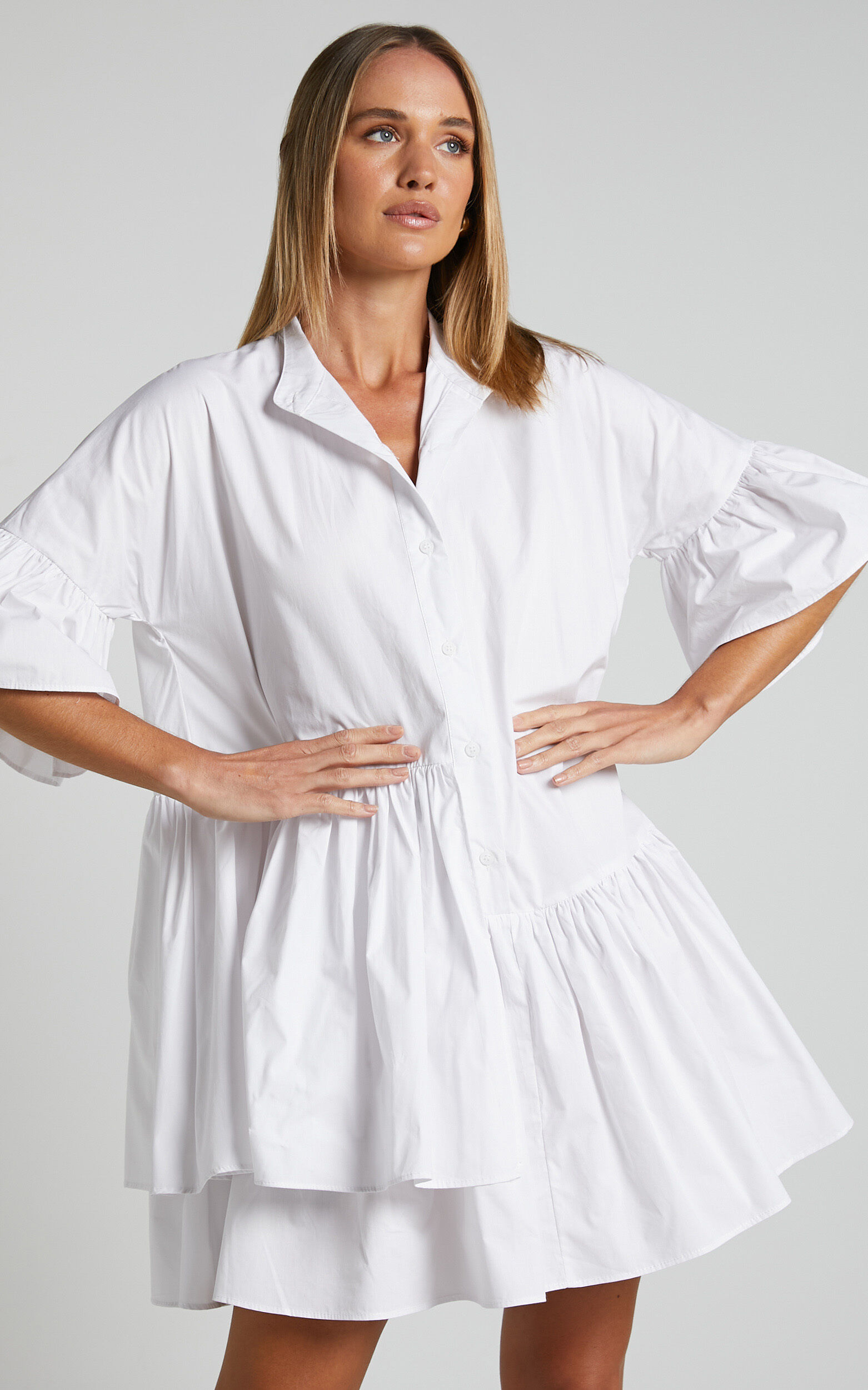 White smock deals shirt dress